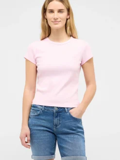 Mustang Damen T-Shirt in rosa - Ausschnitt: Rundhals