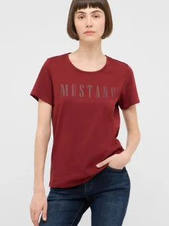 Mustang Damen T-Shirt in rot - Ausschnitt: Rundhals