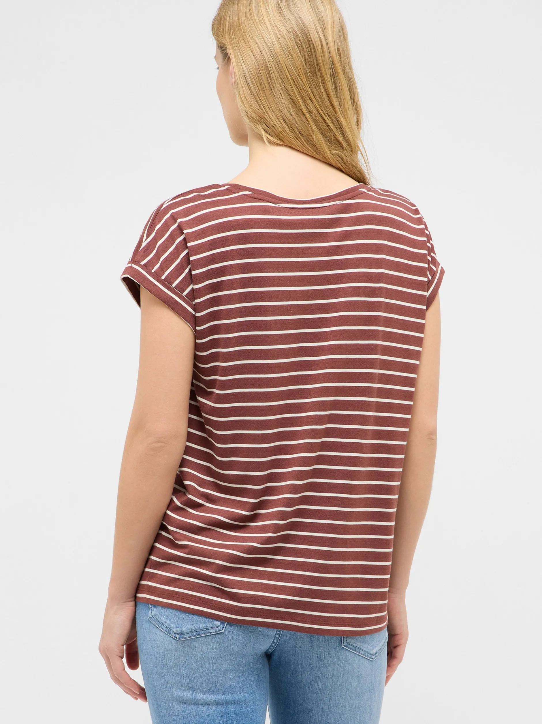 Mustang Damen T-Shirt in rot mehrfarbig - Ärmel: Halbarm