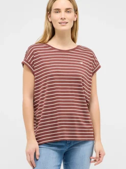 Mustang Damen T-Shirt in rot mehrfarbig - Ärmel: Halbarm