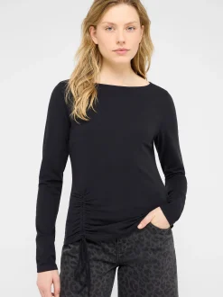 Mustang Damen T-Shirt in schwarz - Ausschnitt: U-Boot