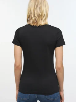 Mustang Damen T-Shirt in schwarz - Ausschnitt: Rundhals