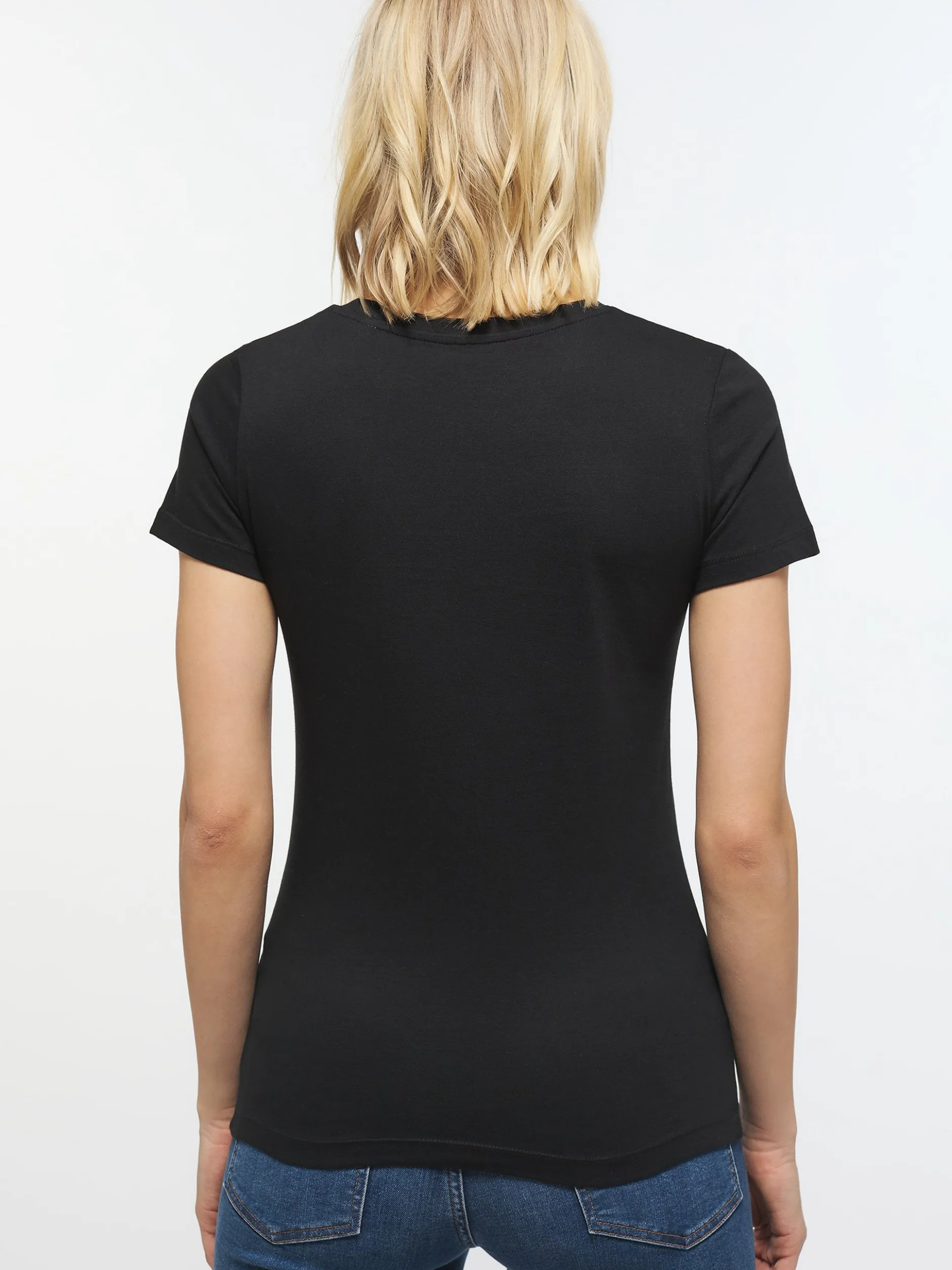 Mustang Damen T-Shirt in schwarz - Ausschnitt: Rundhals