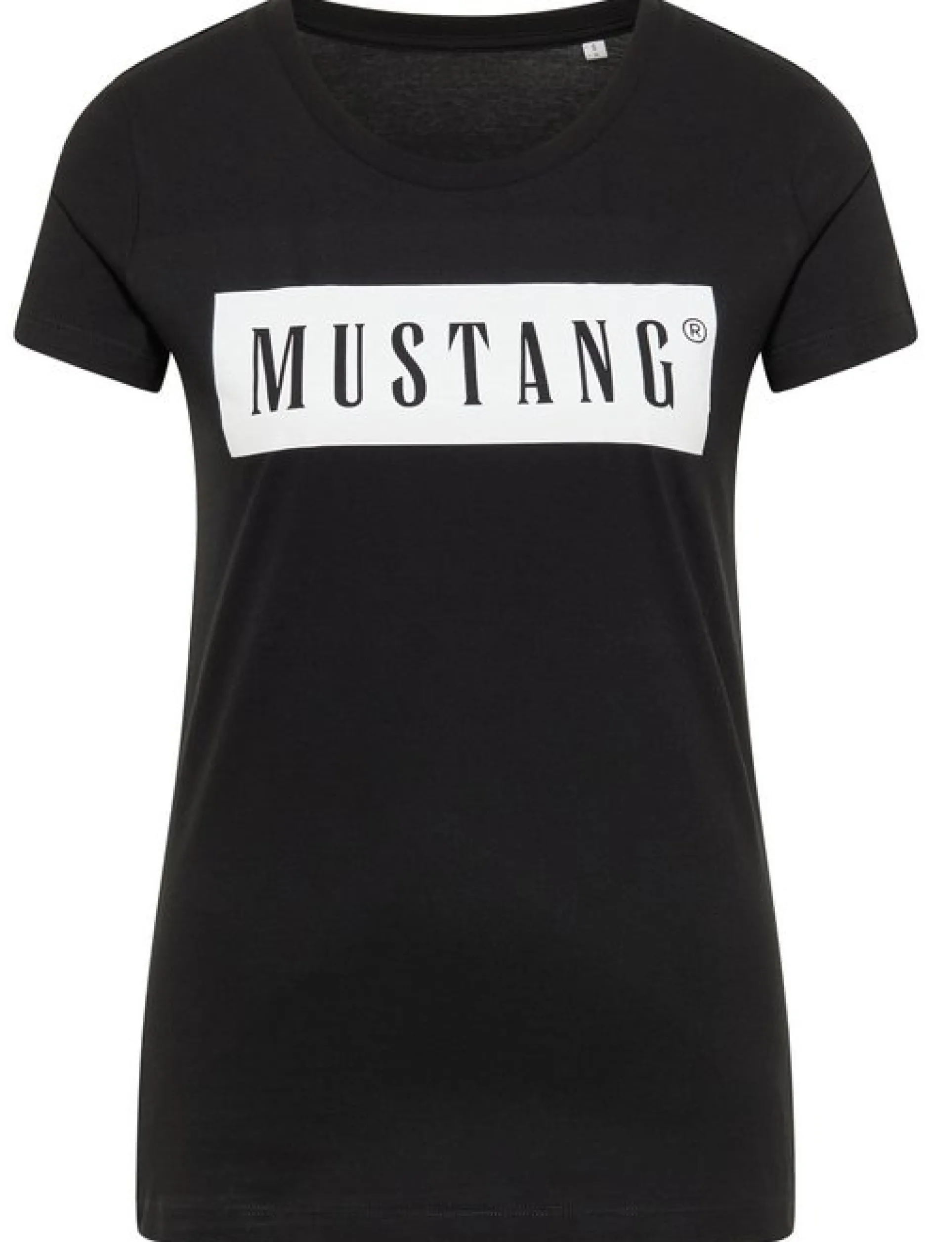 Mustang Damen T-Shirt in schwarz - Ausschnitt: Rundhals