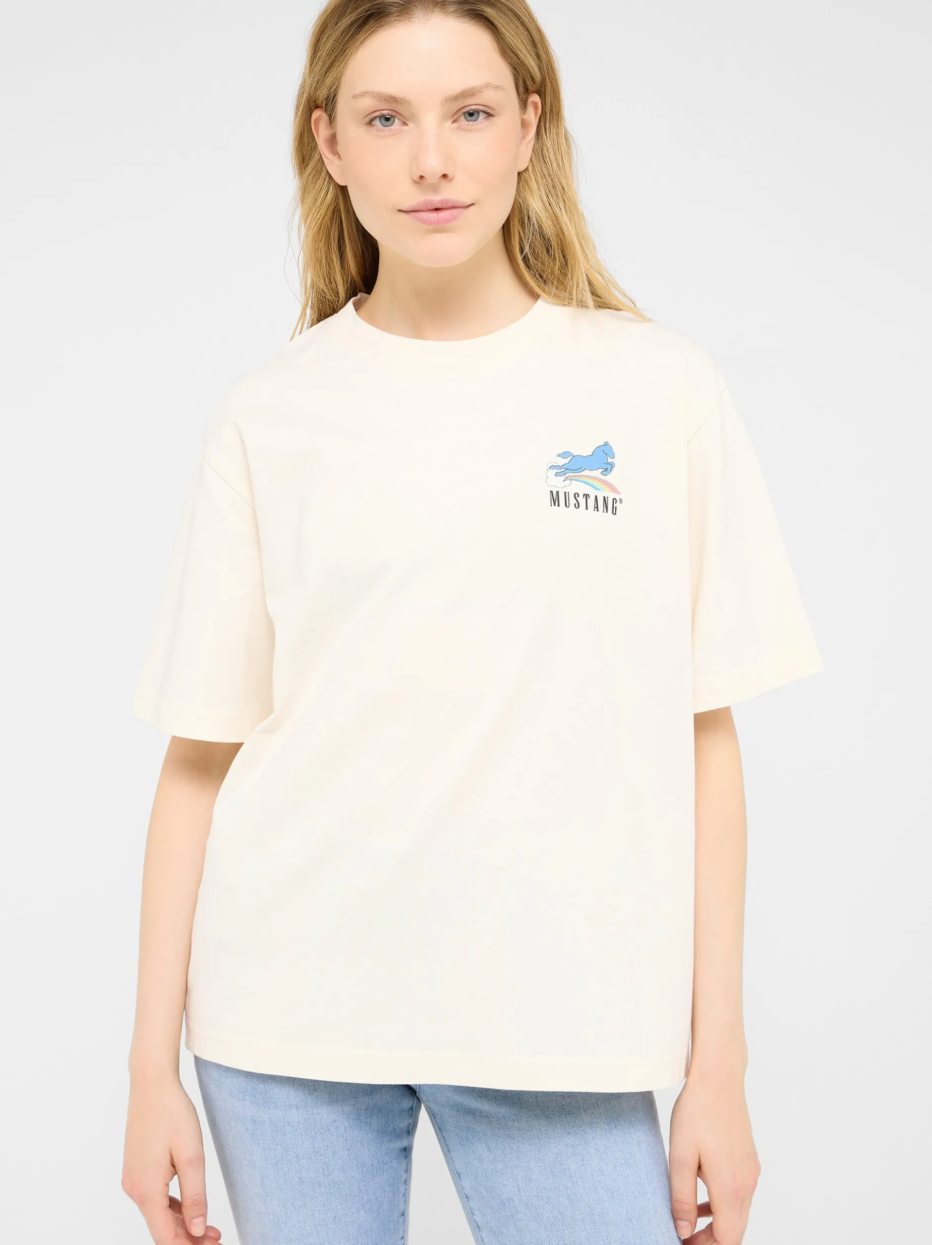Mustang Damen T-Shirt in weiß - Ausschnitt: Rundhals