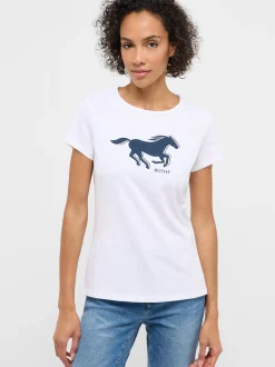 Mustang Damen T-Shirt in weiß - Ausschnitt: Rundhals