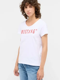 Mustang Damen T-Shirt in weiß - Ausschnitt: Rundhals