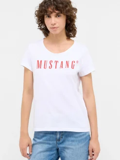 Mustang Damen T-Shirt in weiß - Ausschnitt: Rundhals