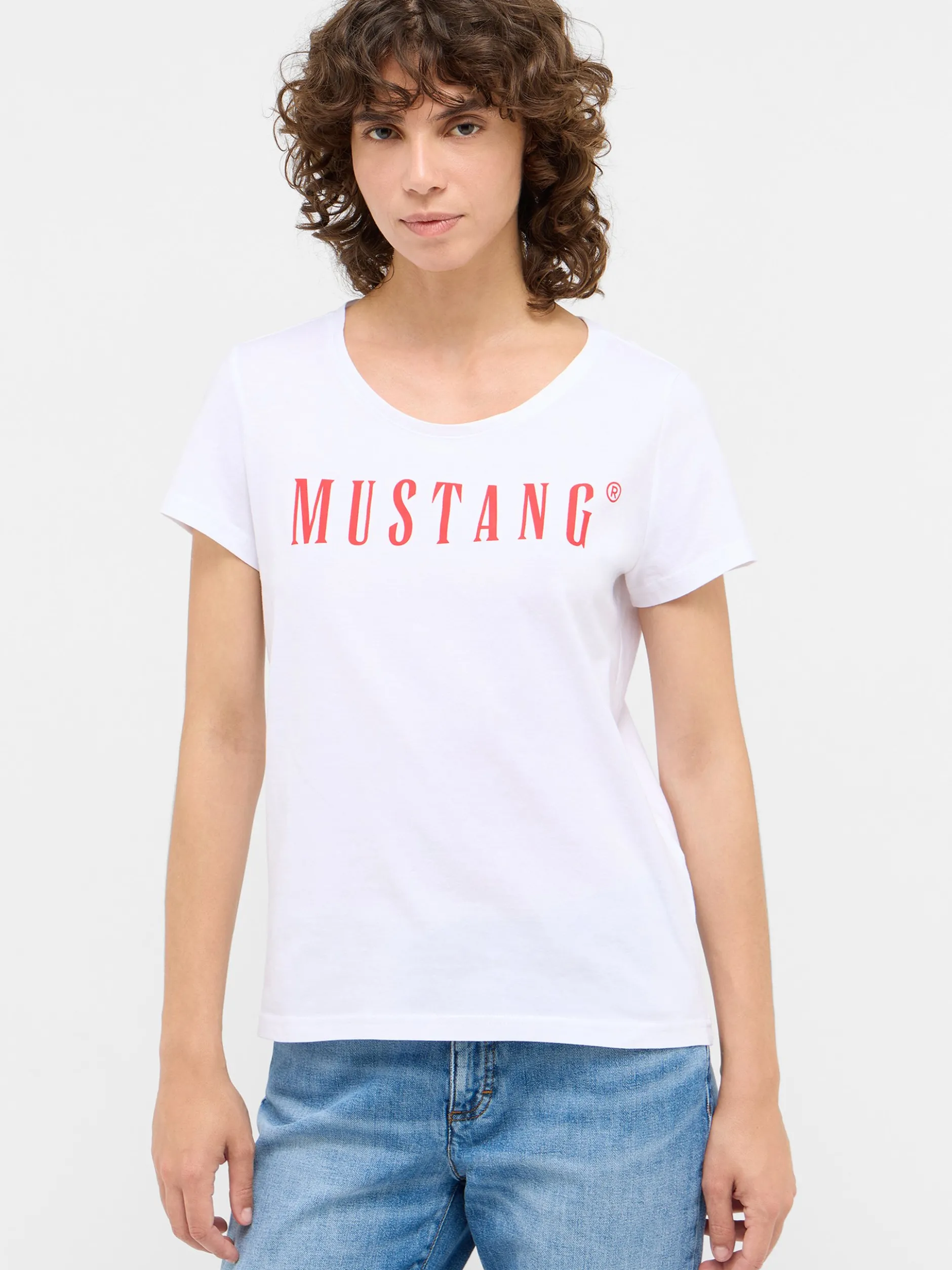 Mustang Damen T-Shirt in weiß - Ausschnitt: Rundhals