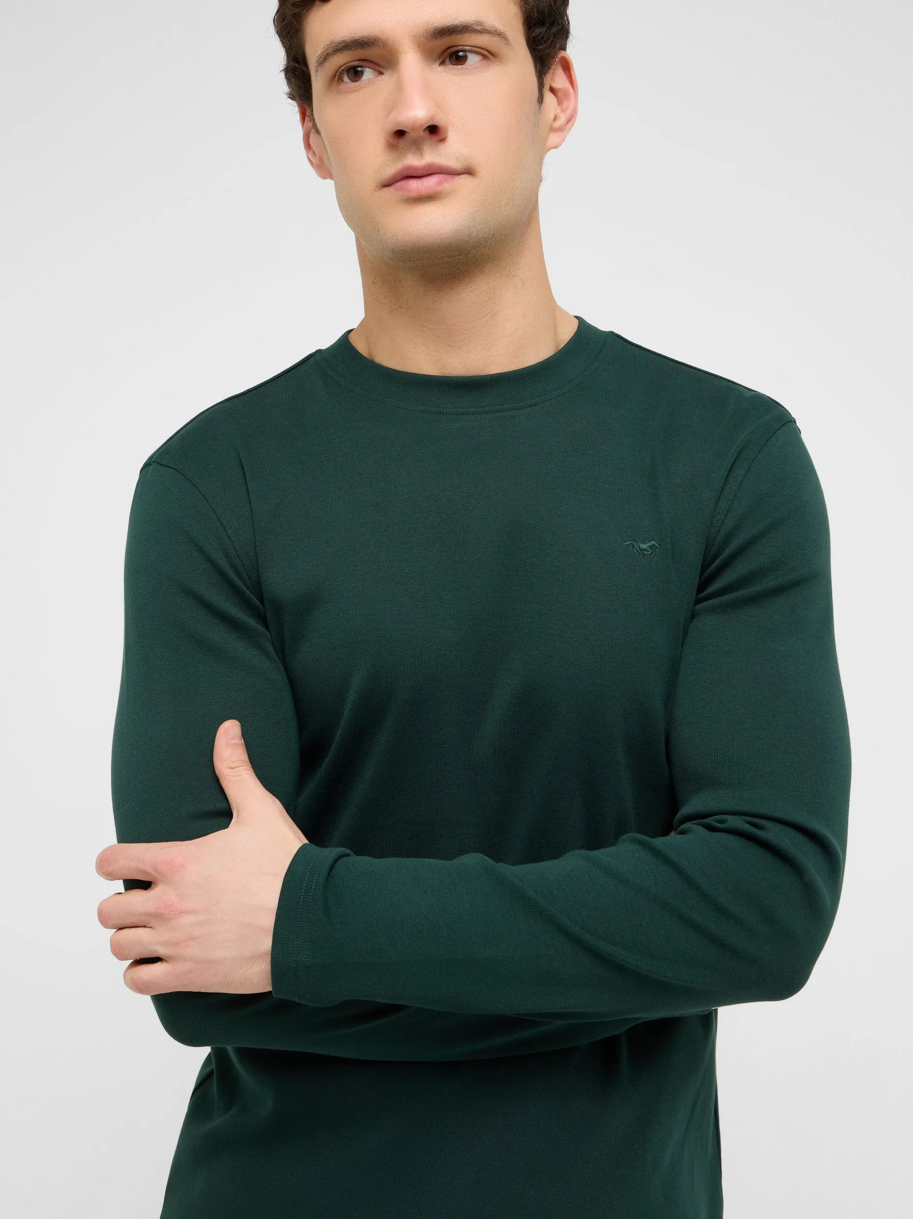 Mustang Herren Langarmshirt in grün - Ärmel: langarm