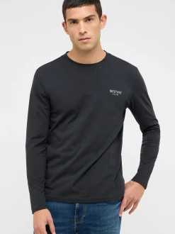 Mustang Herren Langarmshirt in schwarz - Ärmel: langarm