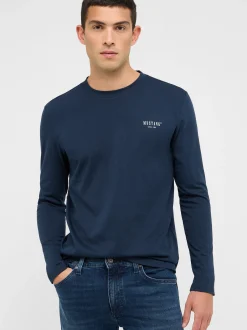 Mustang Herren Langarmshirt in blau - Ärmel: langarm