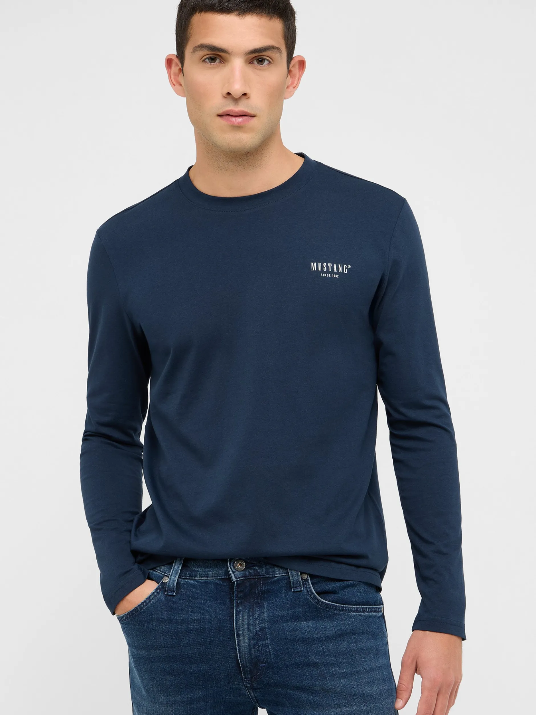 Mustang Herren Langarmshirt in blau - Ärmel: langarm