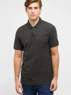Mustang Herren Polo in anthrazit - Ausschnitt: Henley