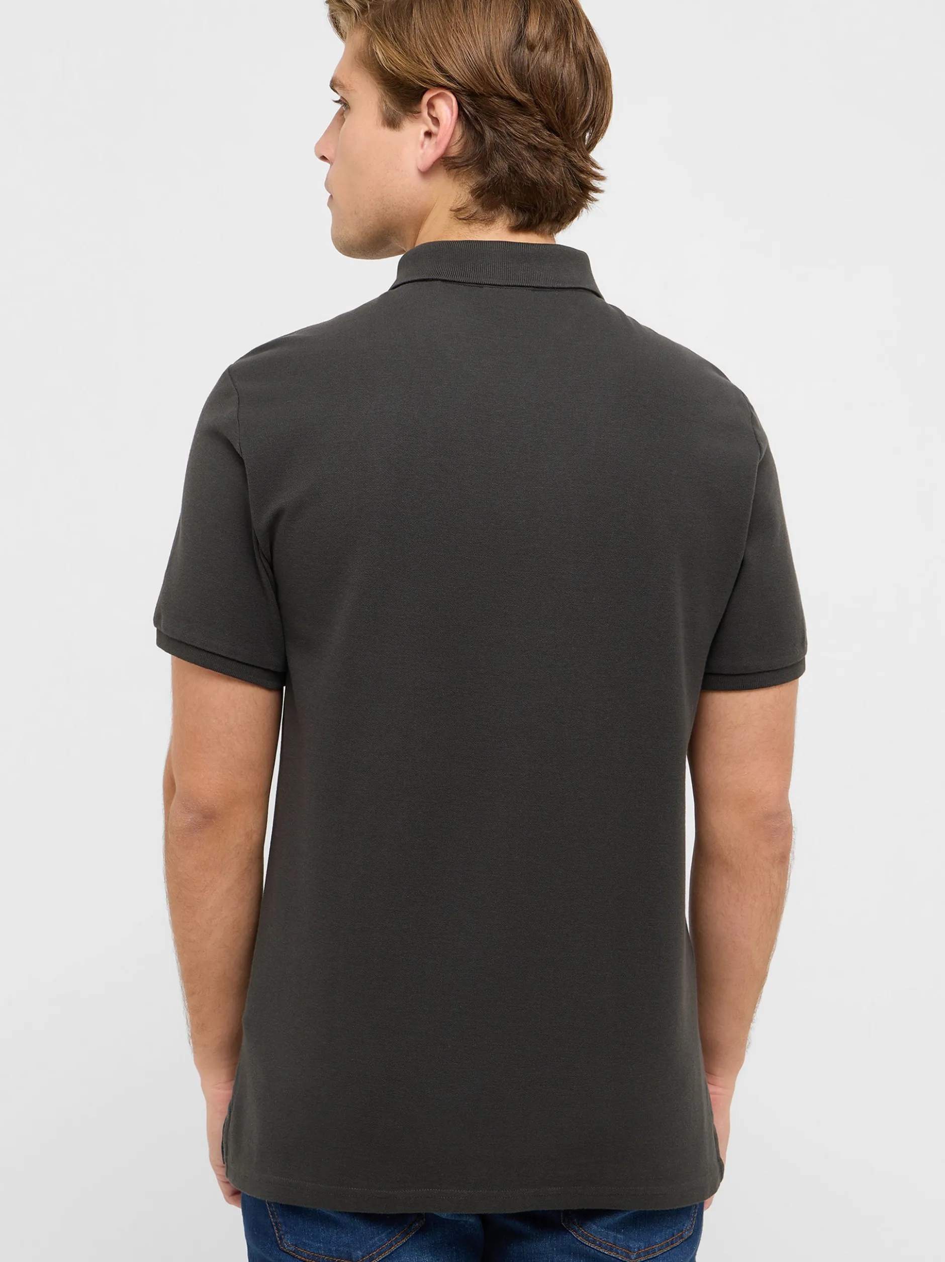 Mustang Herren Polo in anthrazit - Ausschnitt: Henley