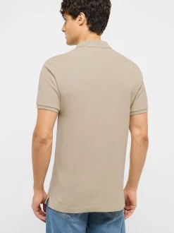 Mustang Herren Polo in beige - Ausschnitt: Henley