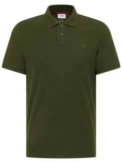 Mustang Herren Polo in grün - Ausschnitt: Henley