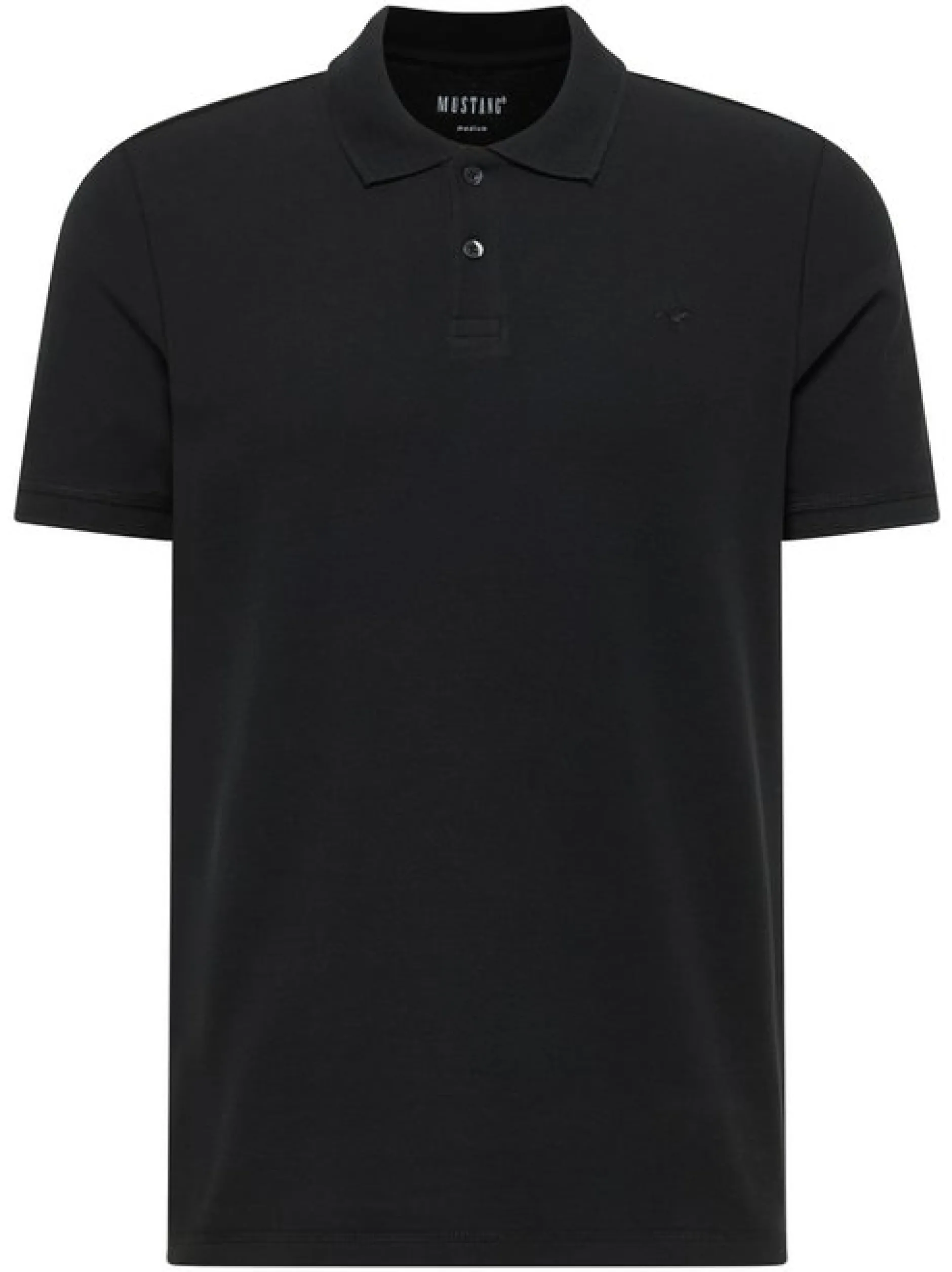 Mustang Herren Polo in schwarz - Ausschnitt: Rundhals