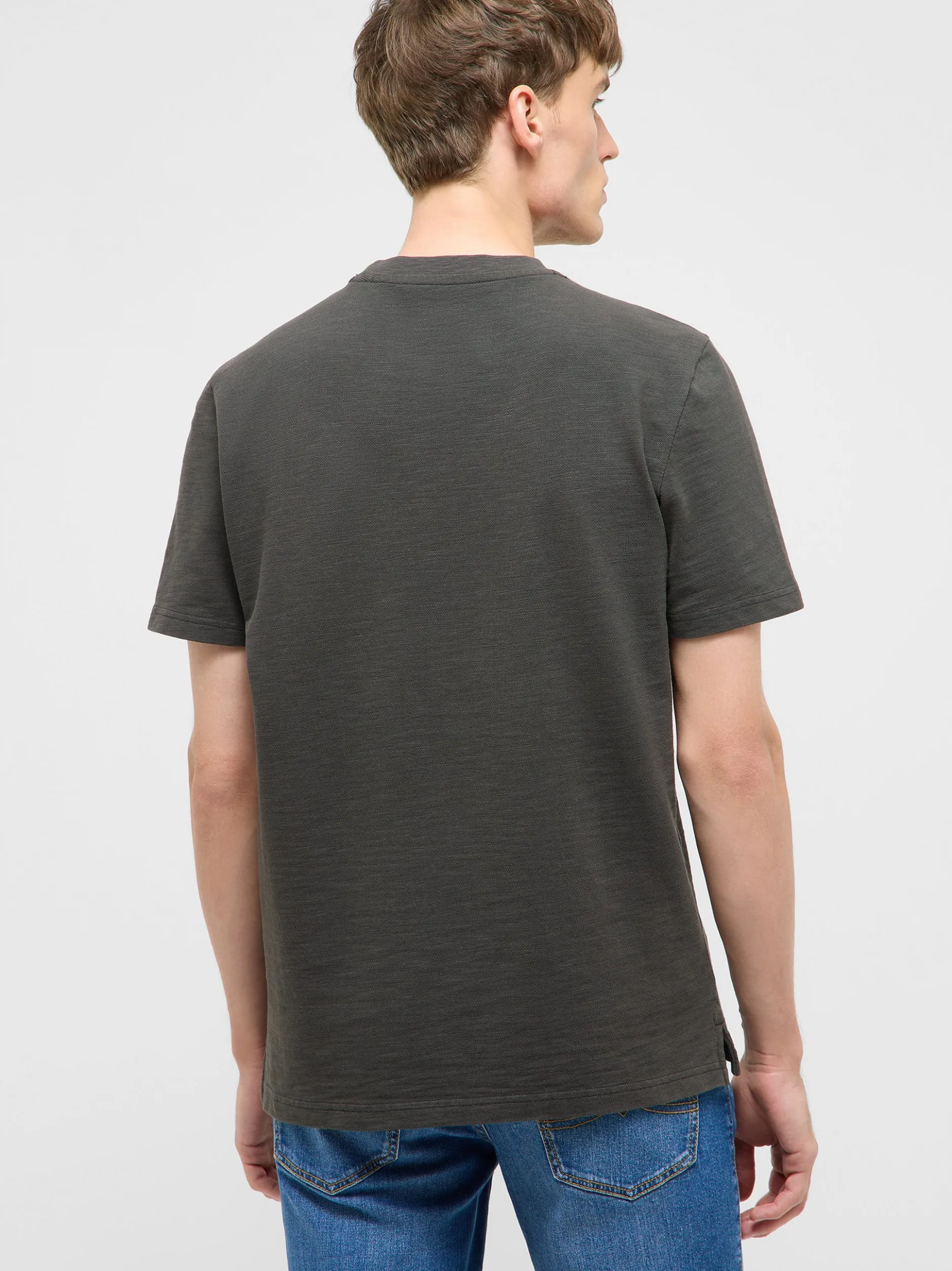 Mustang Herren T-Shirt in anthrazit - Ausschnitt: Henley