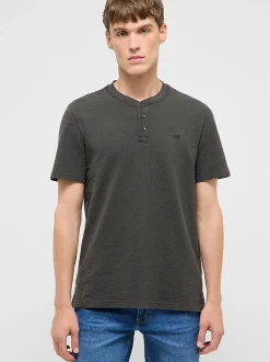 Mustang Herren T-Shirt in anthrazit - Ausschnitt: Henley
