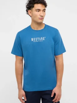 Mustang Herren T-Shirt in aqua - Ausschnitt: Rundhals