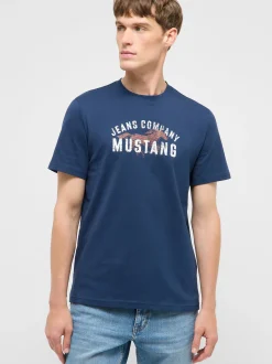 Mustang Herren T-Shirt in blau - Ausschnitt: Rundhals