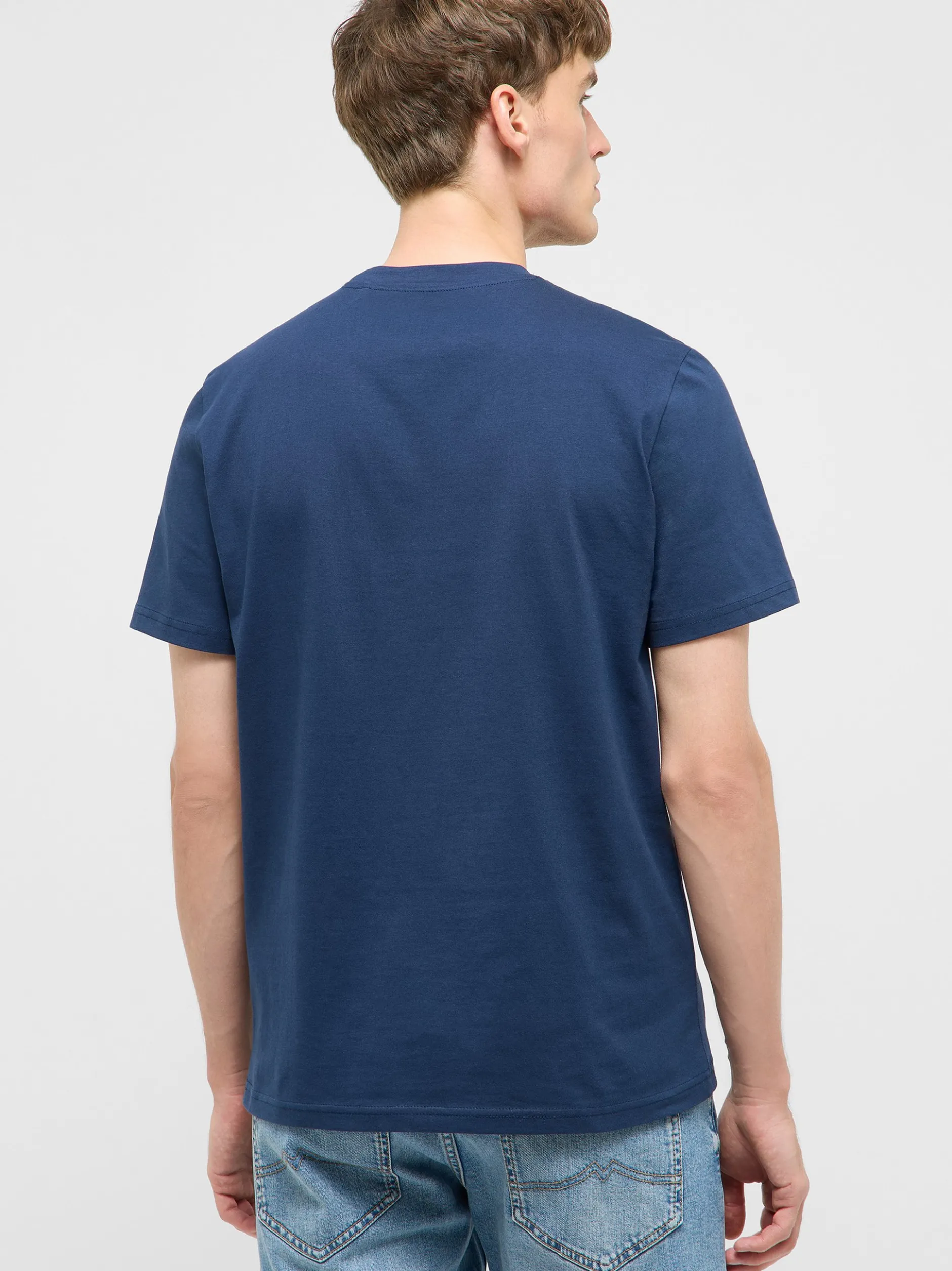 Mustang Herren T-Shirt in blau - Ausschnitt: Rundhals