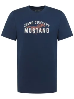 Mustang Herren T-Shirt in blau - Ausschnitt: Rundhals