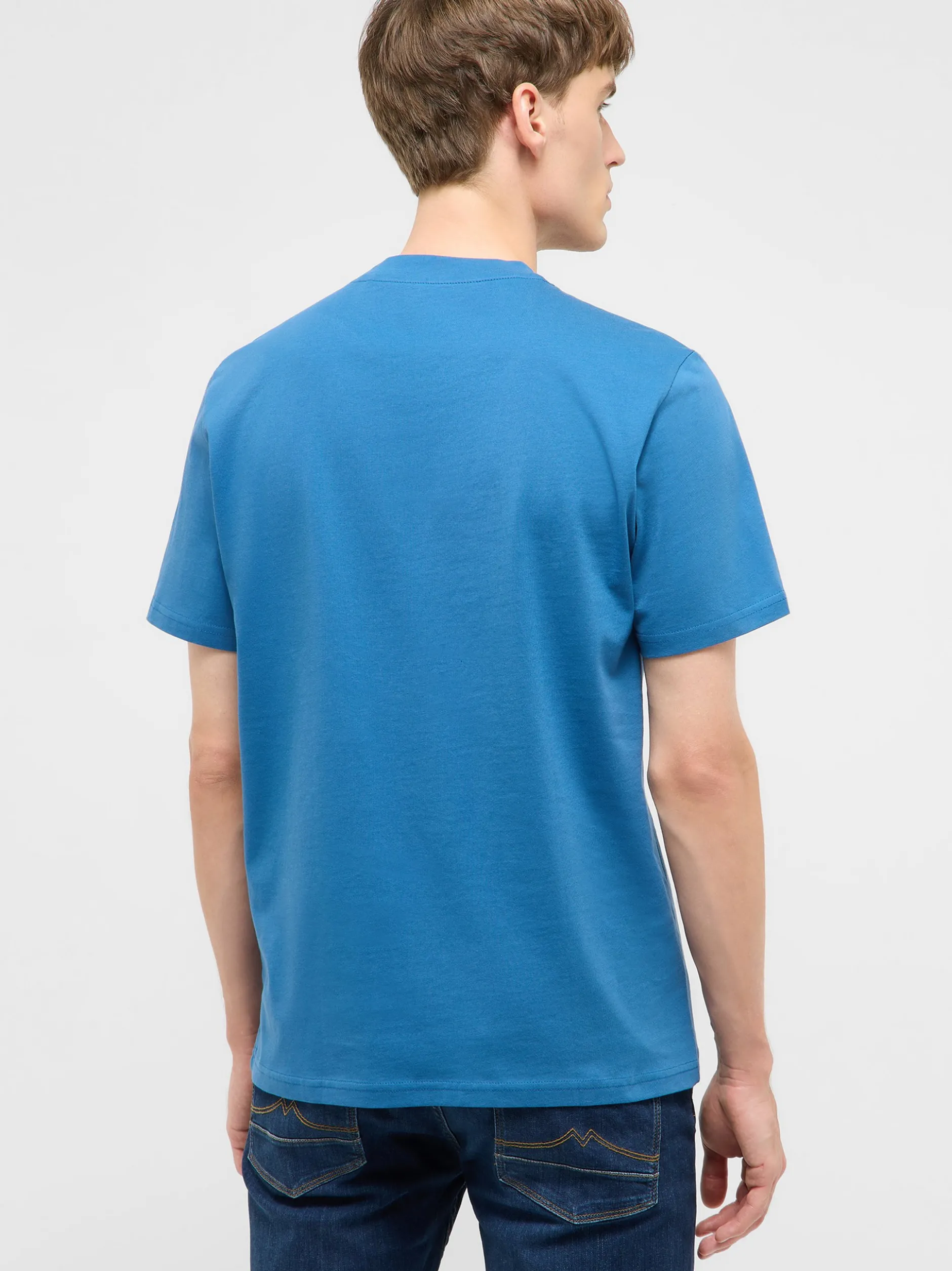 Mustang Herren T-Shirt in blau - Ausschnitt: Rundhals
