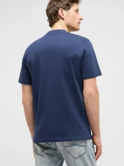 Mustang Herren T-Shirt in blau - Ausschnitt: Rundhals