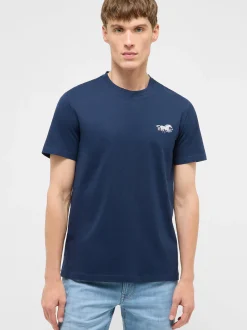 Mustang Herren T-Shirt in blau - Ausschnitt: Rundhals