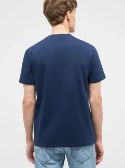 Mustang Herren T-Shirt in blau - Ausschnitt: Rundhals