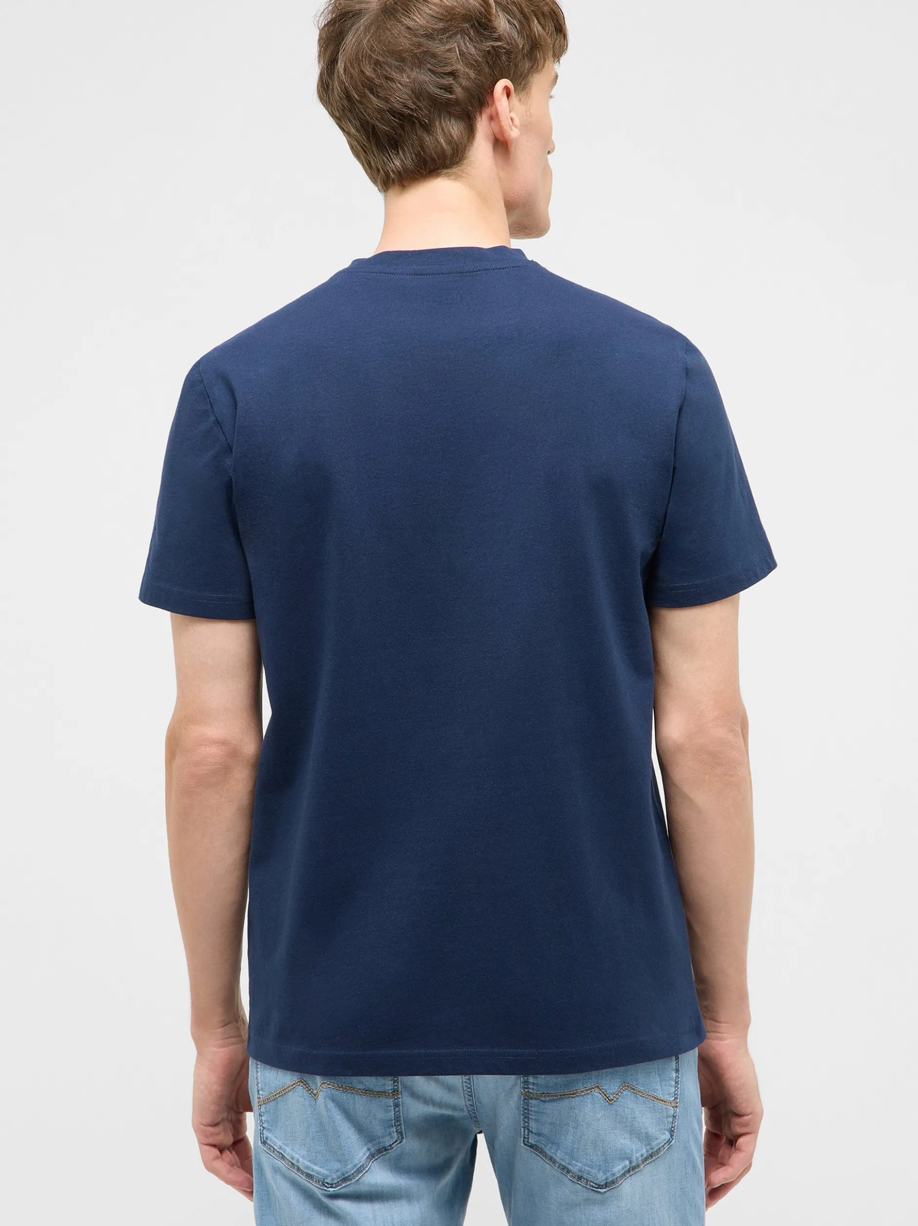 Mustang Herren T-Shirt in blau - Ausschnitt: Rundhals