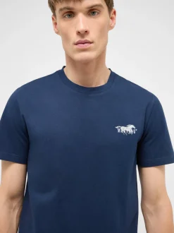Mustang Herren T-Shirt in blau - Ausschnitt: Rundhals