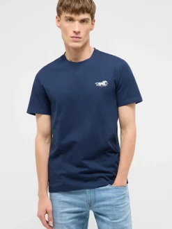Mustang Herren T-Shirt in blau - Ausschnitt: Rundhals
