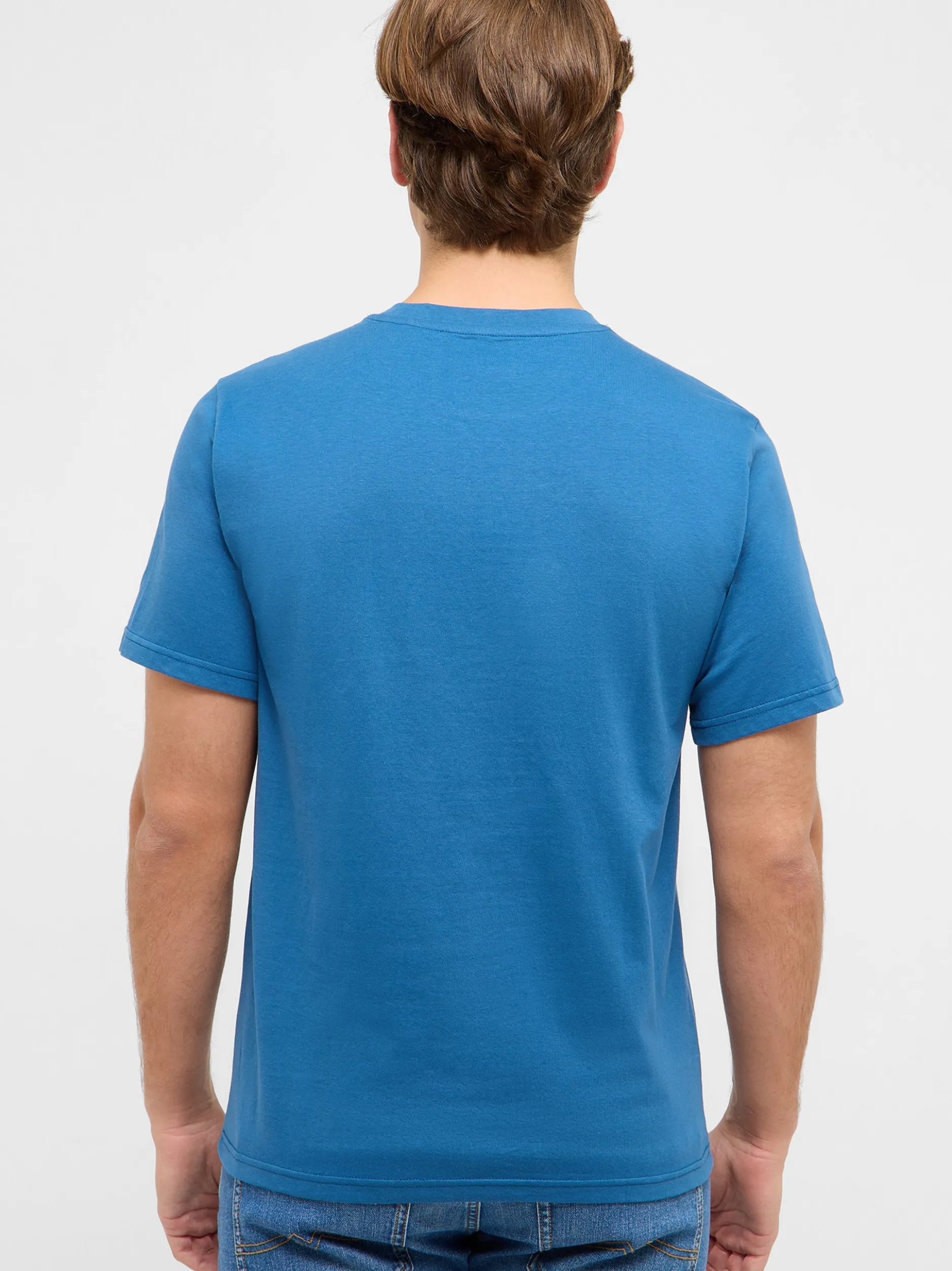 Mustang Herren T-Shirt in blau - Ausschnitt: Rundhals