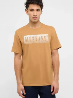 Mustang Herren T-Shirt in braun - Ausschnitt: Rundhals