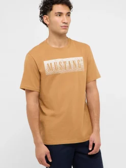 Mustang Herren T-Shirt in braun - Ausschnitt: Rundhals