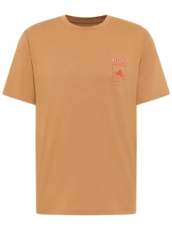 Mustang Herren T-Shirt in camel - Ausschnitt: Rundhals