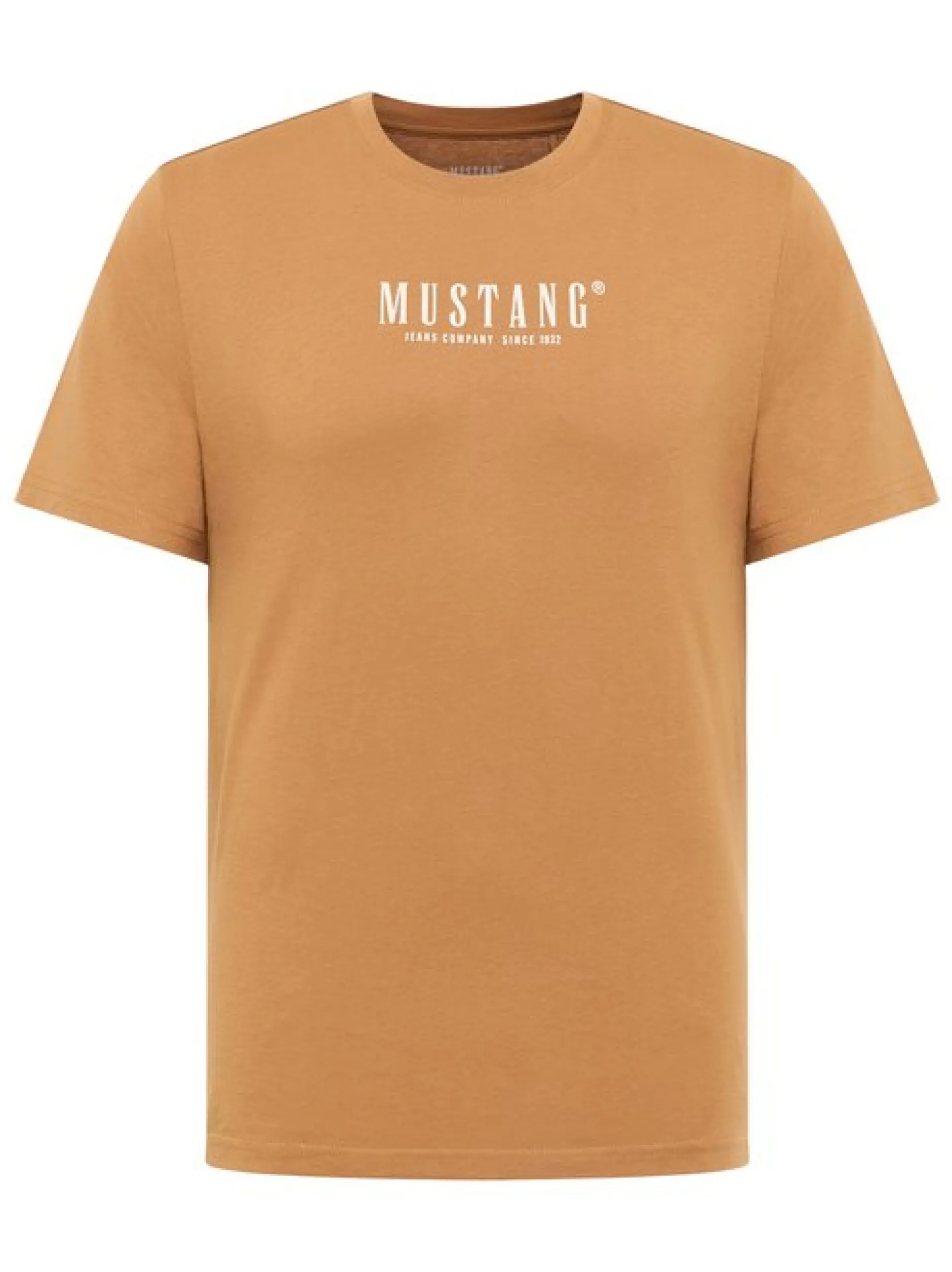 Mustang Herren T-Shirt in camel - Ausschnitt: Rundhals