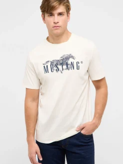 Mustang Herren T-Shirt in ecru - Ausschnitt: Rundhals