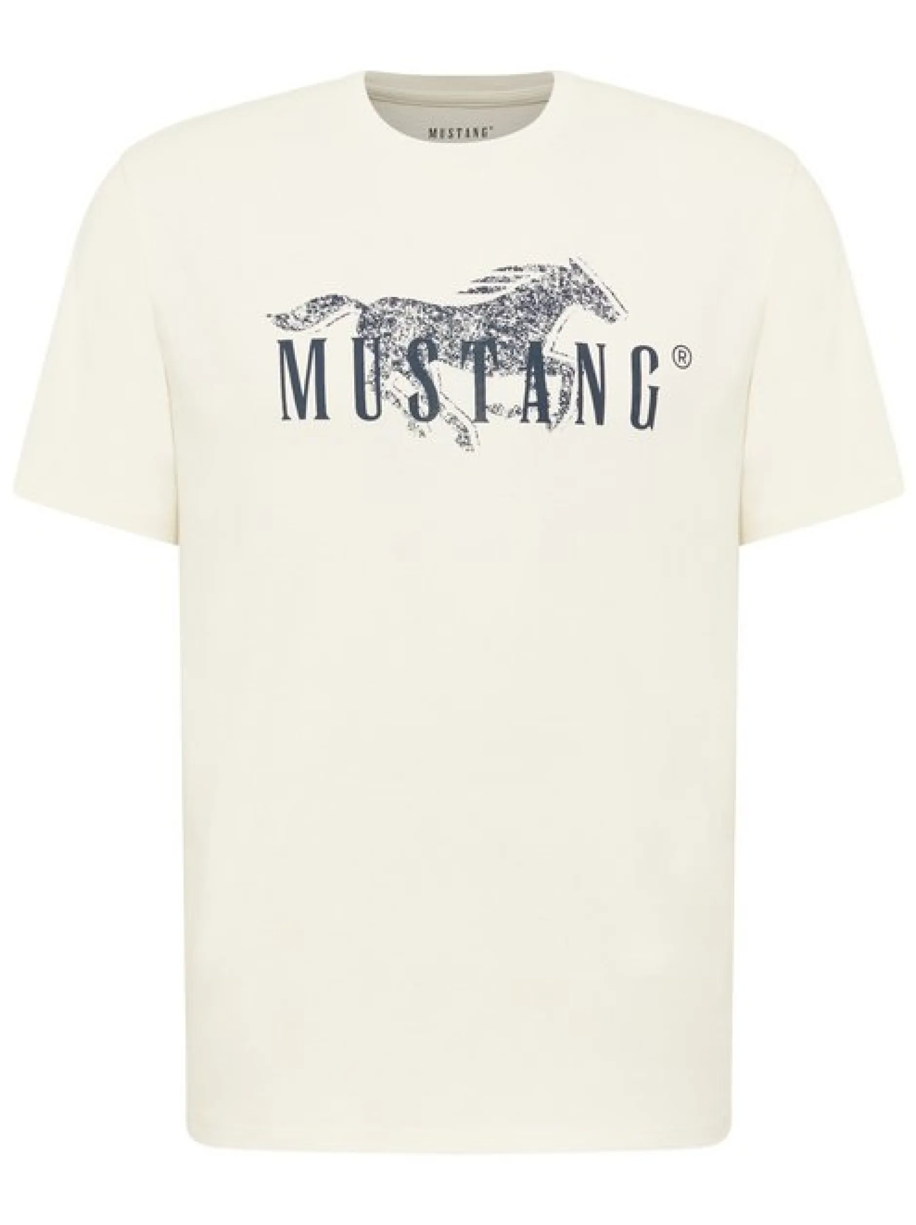 Mustang Herren T-Shirt in ecru - Ausschnitt: Rundhals