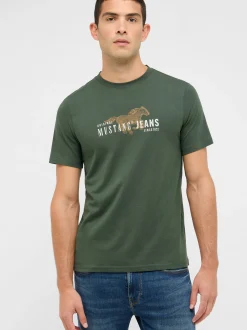 Mustang Herren T-Shirt in grün - Ausschnitt: Rundhals