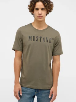 Mustang Herren T-Shirt in grün - Ausschnitt: Rundhals