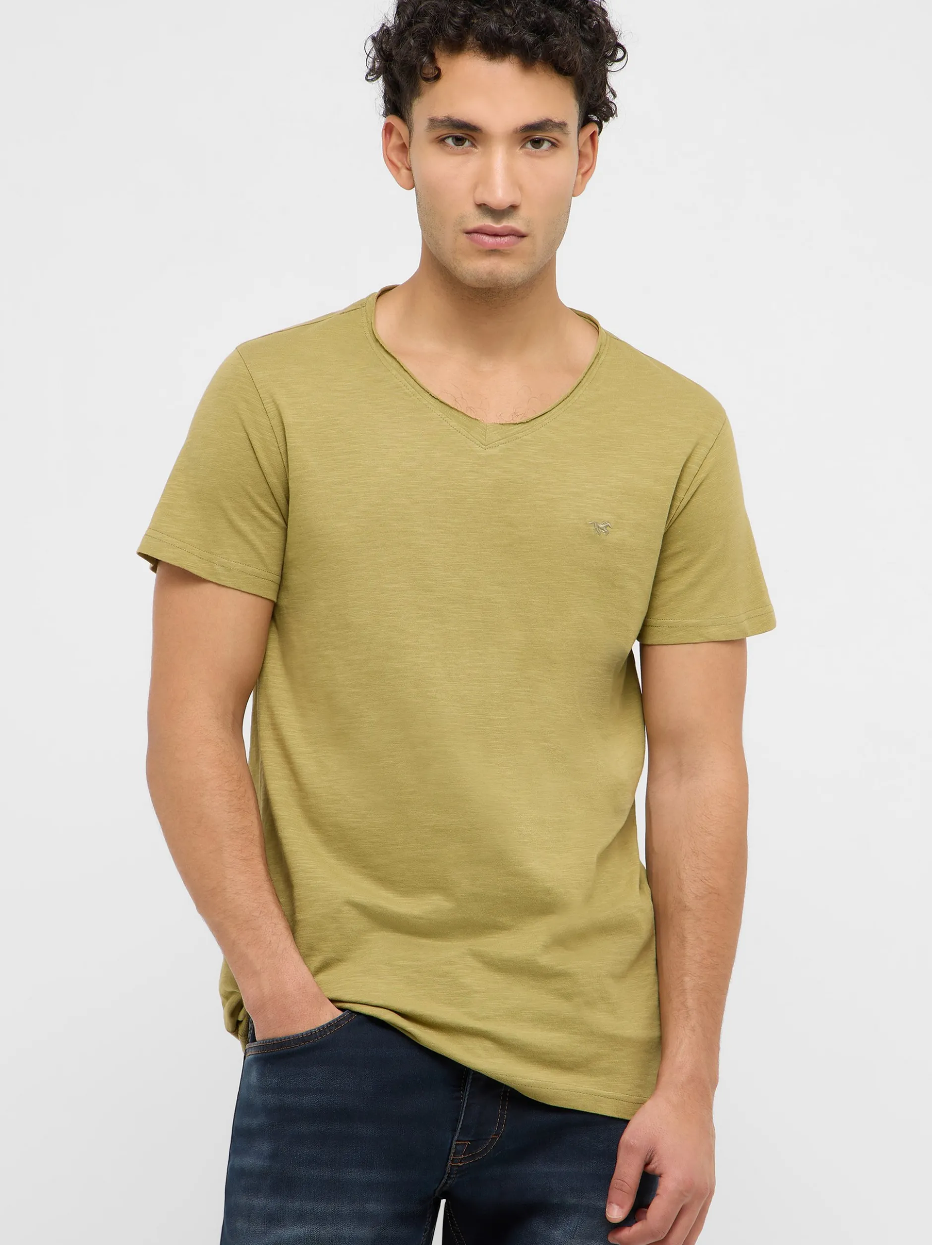 Mustang Herren T-Shirt in grün - Ärmel: Halbarm