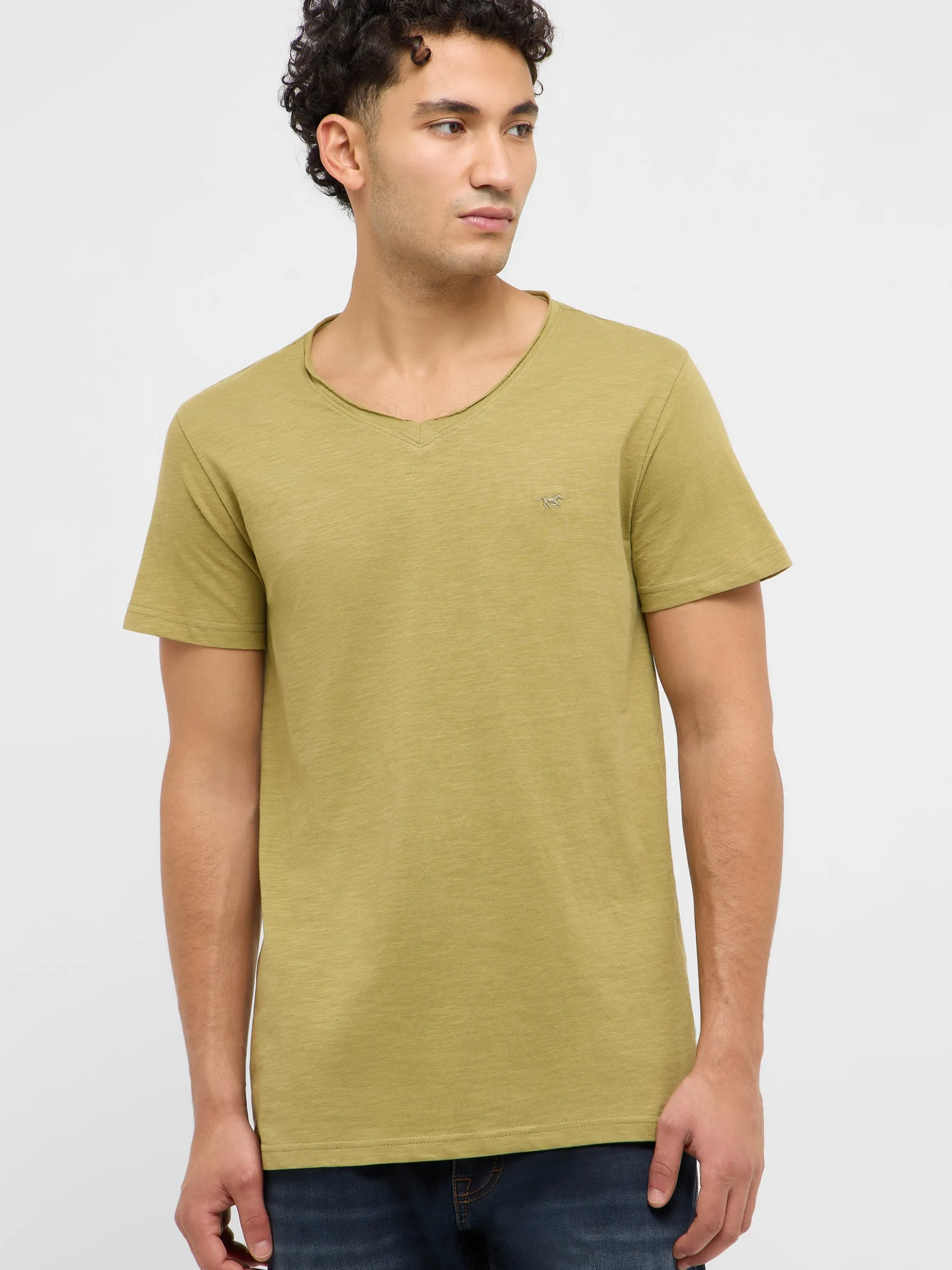 Mustang Herren T-Shirt in grün - Ärmel: Halbarm