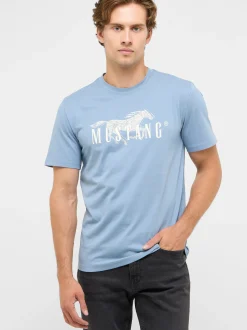 Mustang Herren T-Shirt in hellblau - Ärmel: Halbarm