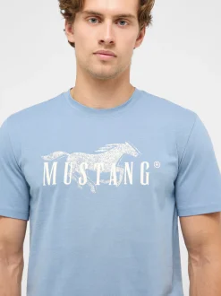 Mustang Herren T-Shirt in hellblau - Ärmel: Halbarm