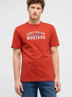 Mustang Herren T-Shirt in rot - Ausschnitt: Rundhals