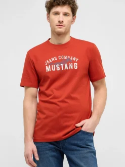 Mustang Herren T-Shirt in rot - Ausschnitt: Rundhals